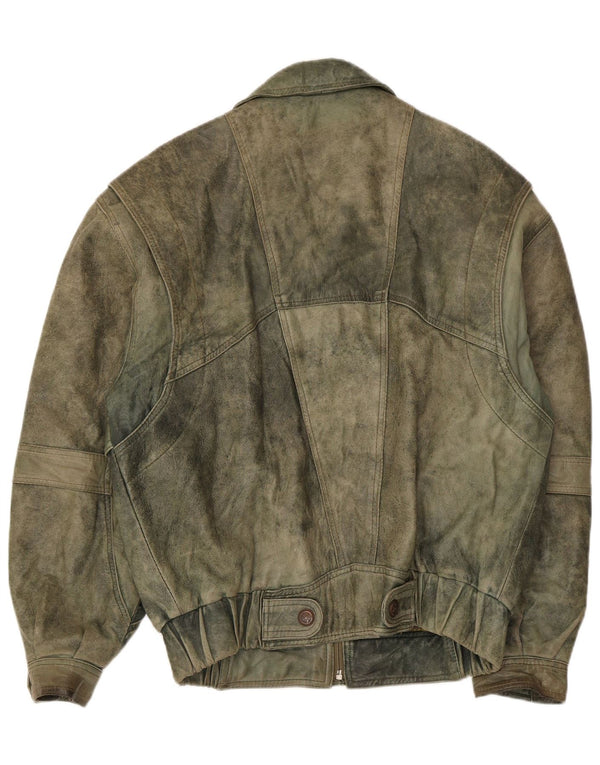 Douglas Mens Leather Jacket UK 38 Medium Khaki Leather