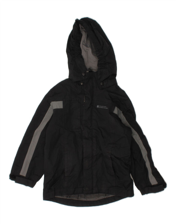 MOUNTAIN WAREHOUSE Boys Hooded Rain Jacket 3-4 Years Black Colourblock Vintage Mountain Warehouse and Second-Hand Mountain Warehouse from Messina Hembry 