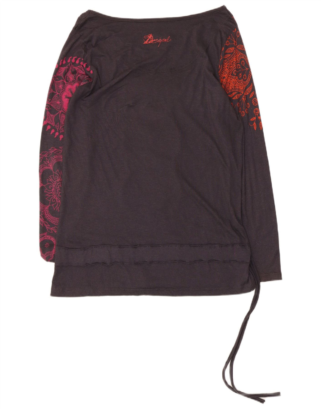 Desigual Womens Graphic Top Long Sleeve UK 12 Medium Black Floral