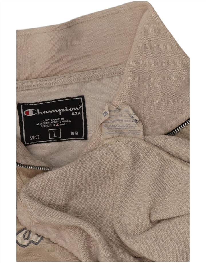 Champion Womens Oversized Graphic Sweatshirt Jumper UK 16 Large Beige