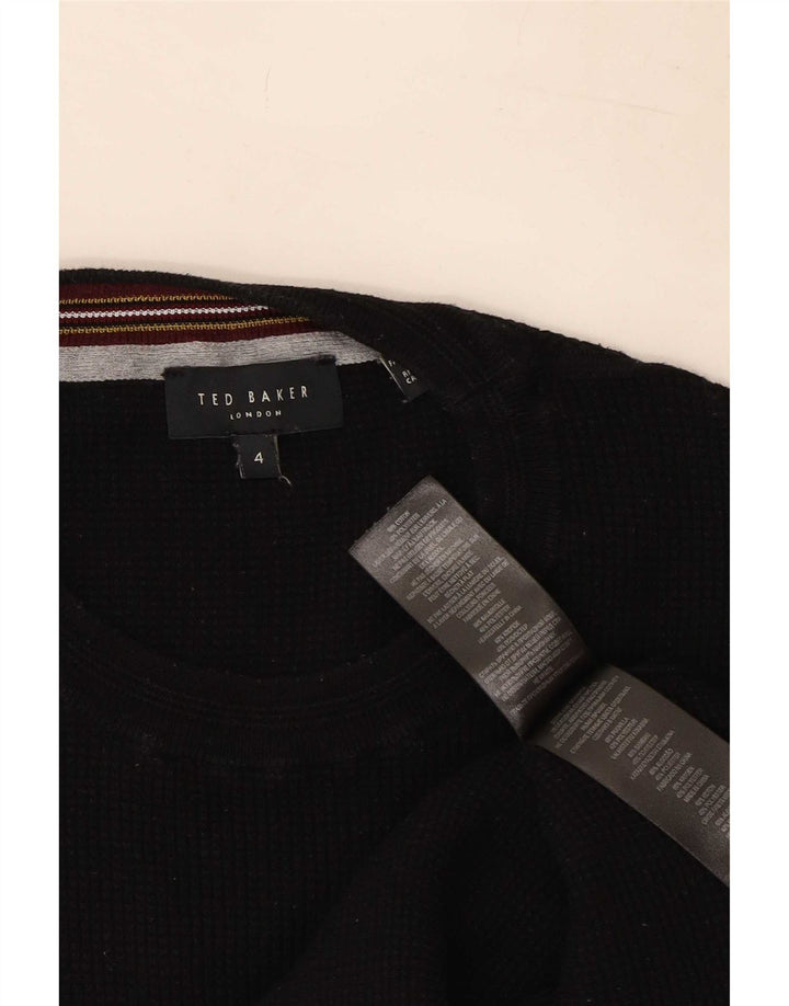 Ted Baker Mens Crew Neck Jumper Sweater Size 4 Large Black Cotton