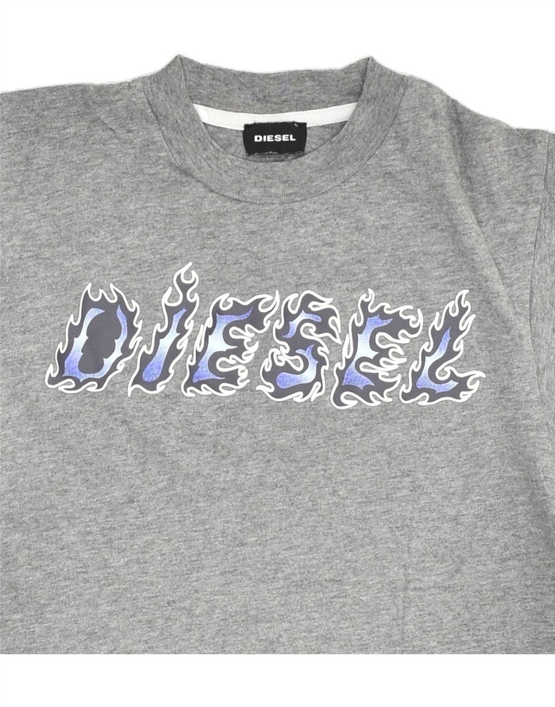 DIESEL Boys Graphic Top Long Sleeve 5-6 Years Grey Colourblock | Vintage Diesel | Thrift | Second-Hand Diesel | Used Clothing | Messina Hembry 