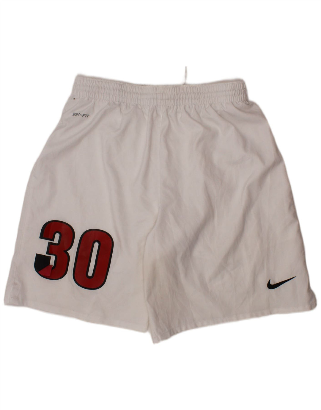 NIKE Boys Dri Fit Graphic Sport Shorts 12-13 Years Large White Polyester