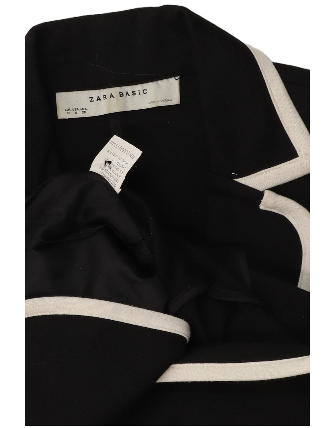 Zara Womens 2 Button Blazer Jacket UK 10 Small Black Colourblock Polyester