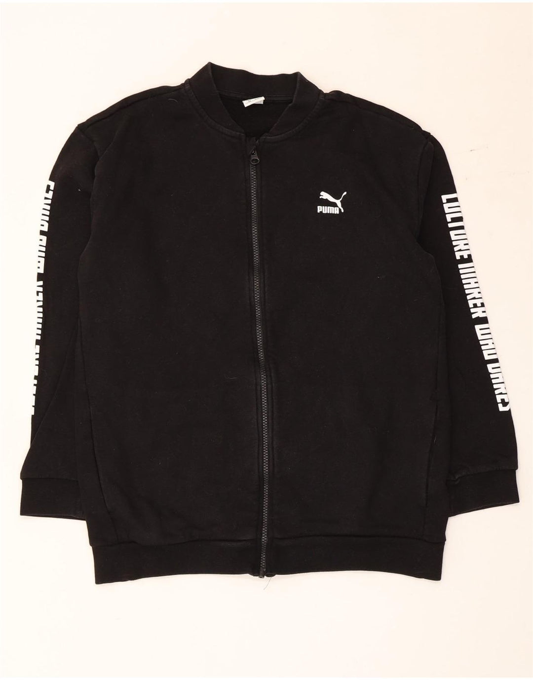 Puma Boys Graphic Tracksuit Top Jacket 13-14 Years Black Cotton