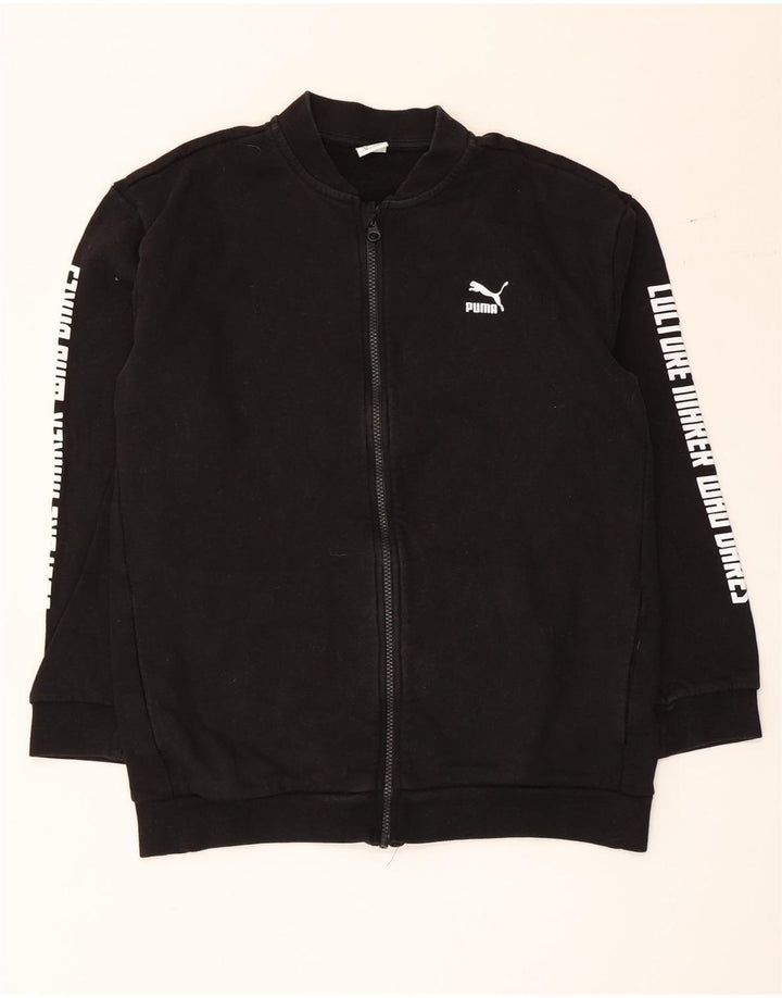Puma Boys Graphic Tracksuit Top Jacket 13-14 Years Black Cotton