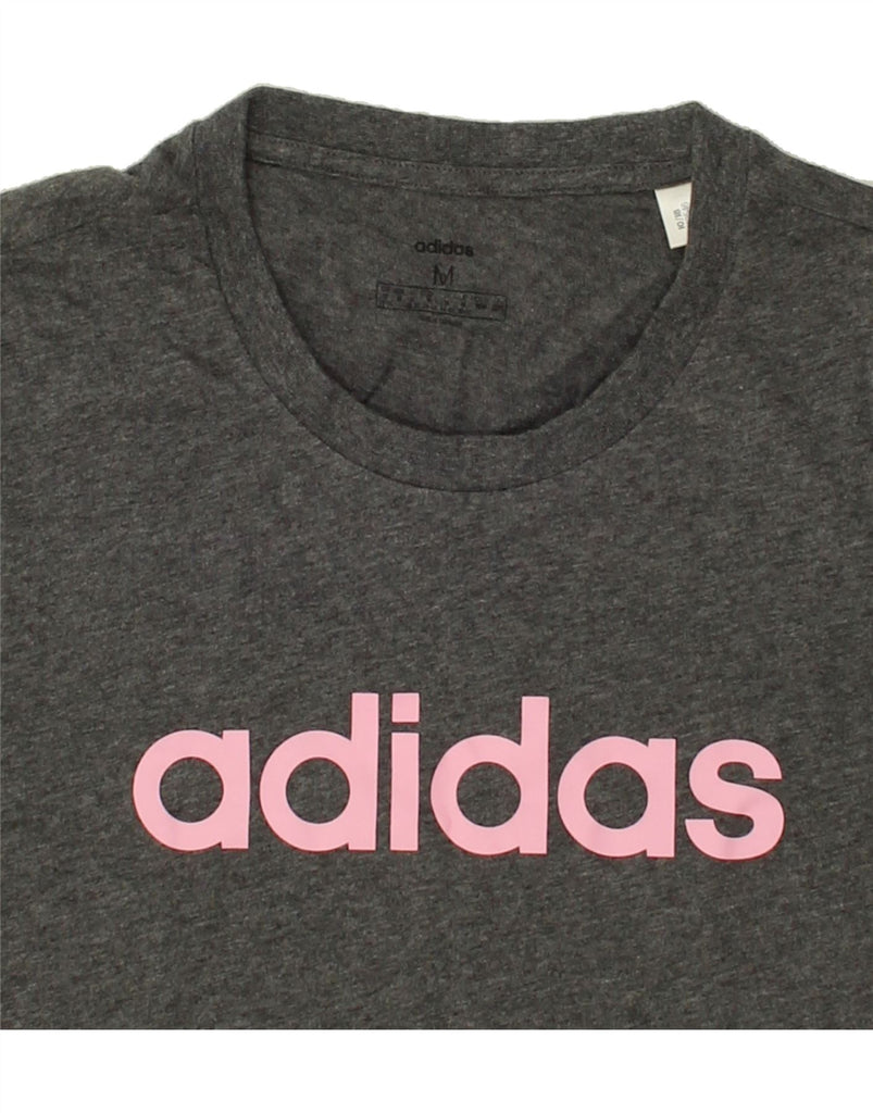 ADIDAS Womens Graphic T-Shirt Top UK 12/14 Medium Grey Cotton | Vintage Adidas | Thrift | Second-Hand Adidas | Used Clothing | Messina Hembry 