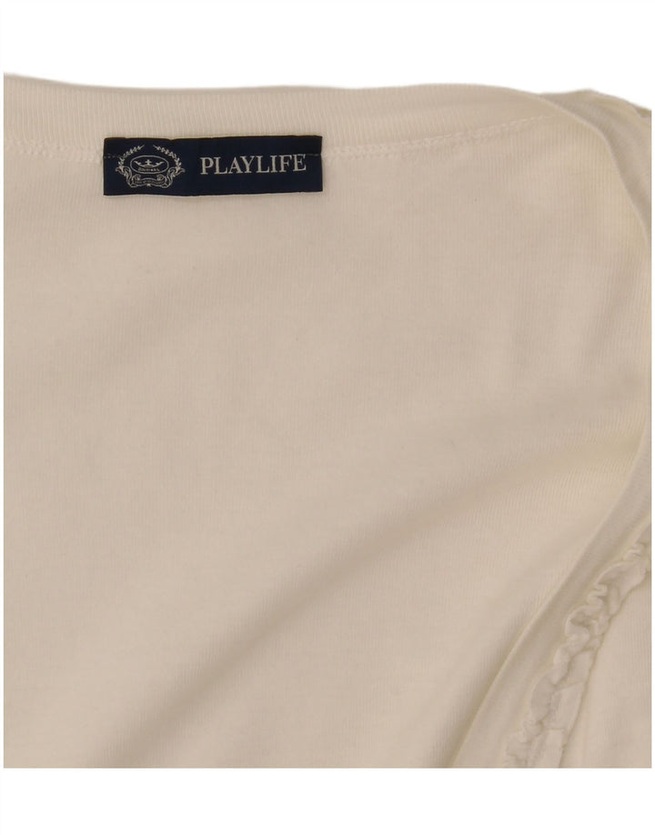 Playlife Womens 3/4 Sleeve Blouse Top UK 8 Small White