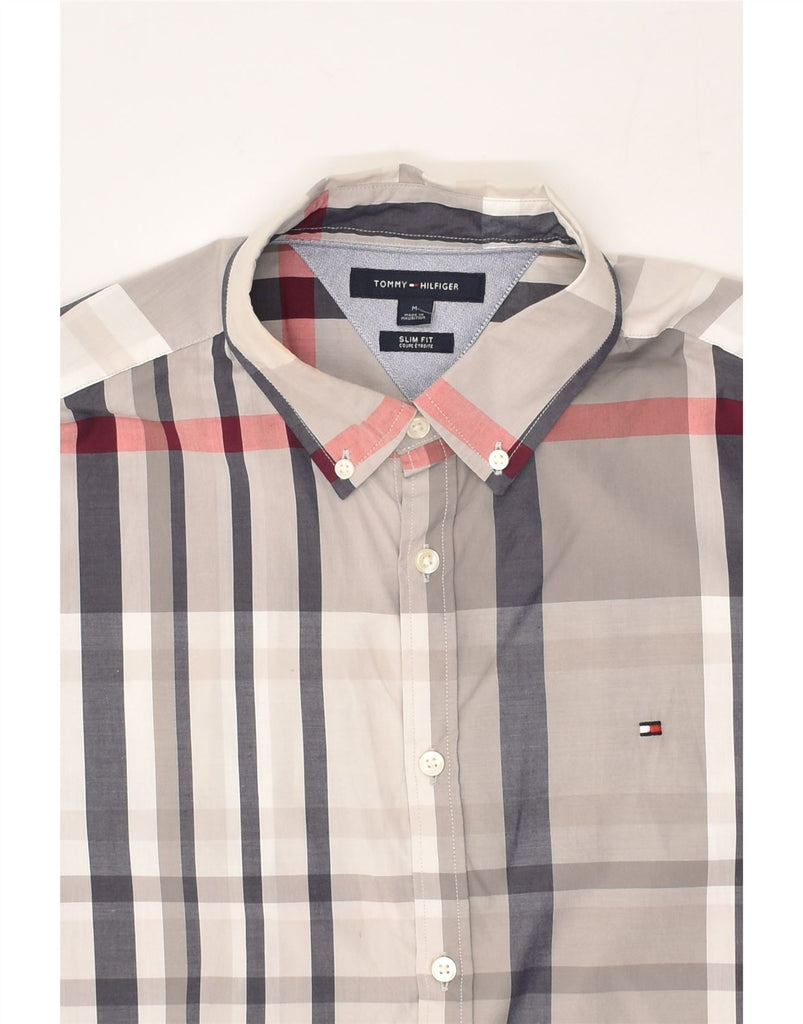 TOMMY HILFIGER Mens Slim Fit Shirt Medium Grey Check Cotton | Vintage Tommy Hilfiger | Thrift | Second-Hand Tommy Hilfiger | Used Clothing | Messina Hembry 