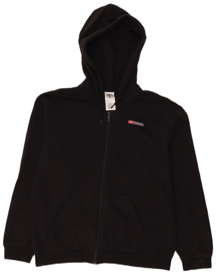 Reebok Mens Zip Hoodie Sweater Medium Black Cotton
