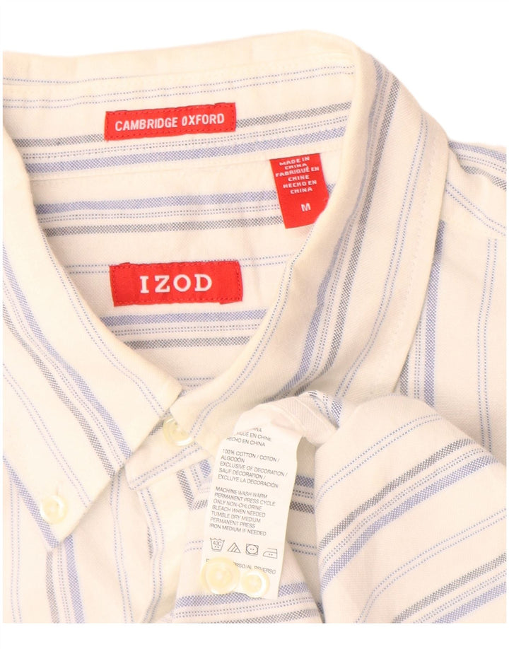 Izod Mens Shirt Medium White Striped Cotton