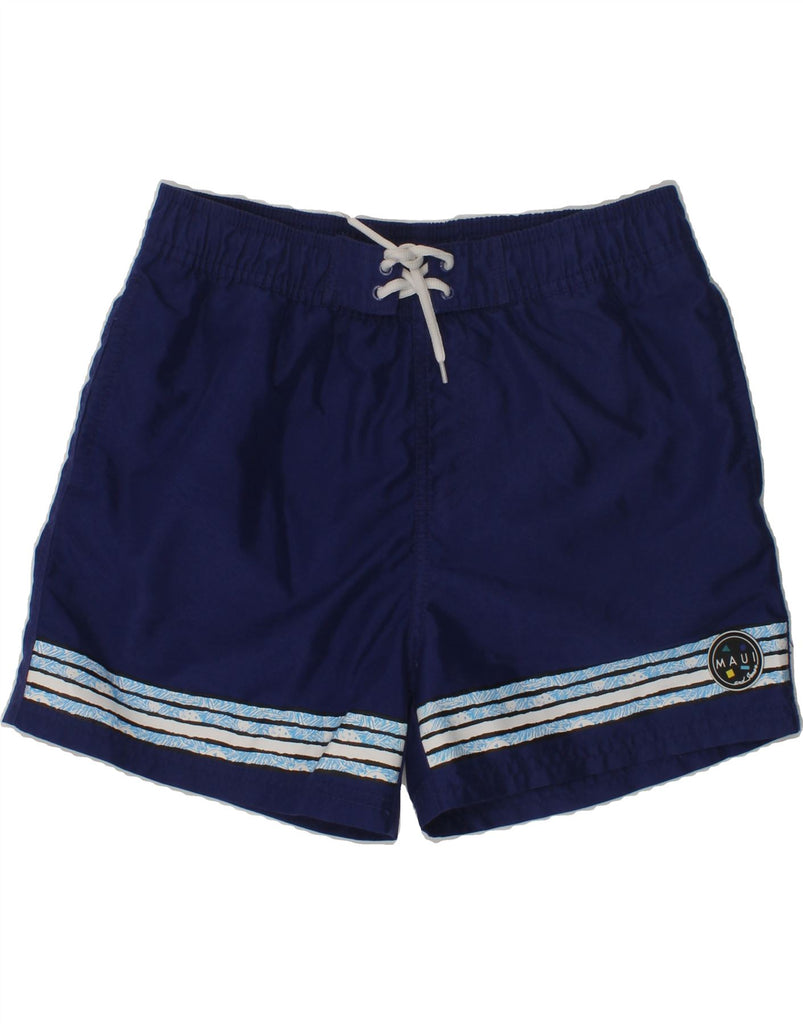 MAUI AND SONS Boys Graphic Swimming Shorts 11-12 Years Navy Blue Polyester | Vintage Maui and Sons | Thrift | Second-Hand Maui and Sons | Used Clothing | Messina Hembry 