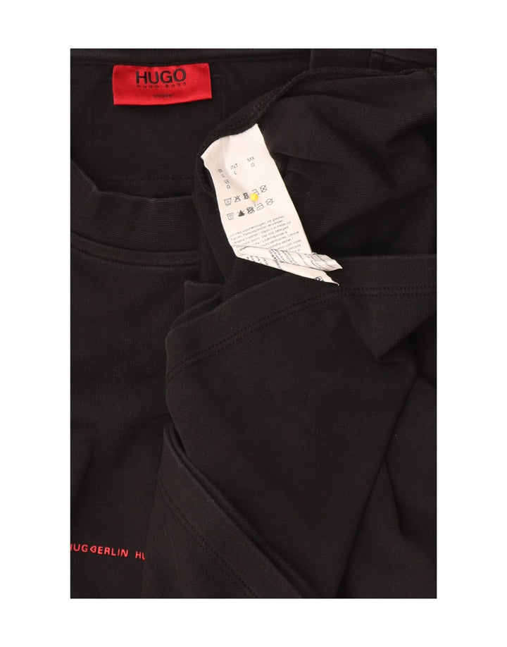 Hugo Boss Mens Graphic T-Shirt Top Large Black Cotton