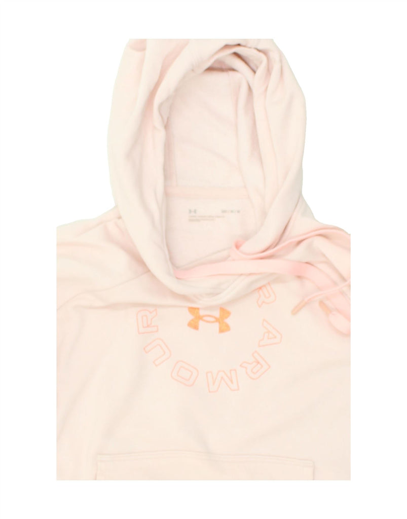 UNDER ARMOUR Womens Graphic Hoodie Jumper UK 14 Medium Pink Cotton | Vintage Under Armour | Thrift | Second-Hand Under Armour | Used Clothing | Messina Hembry 