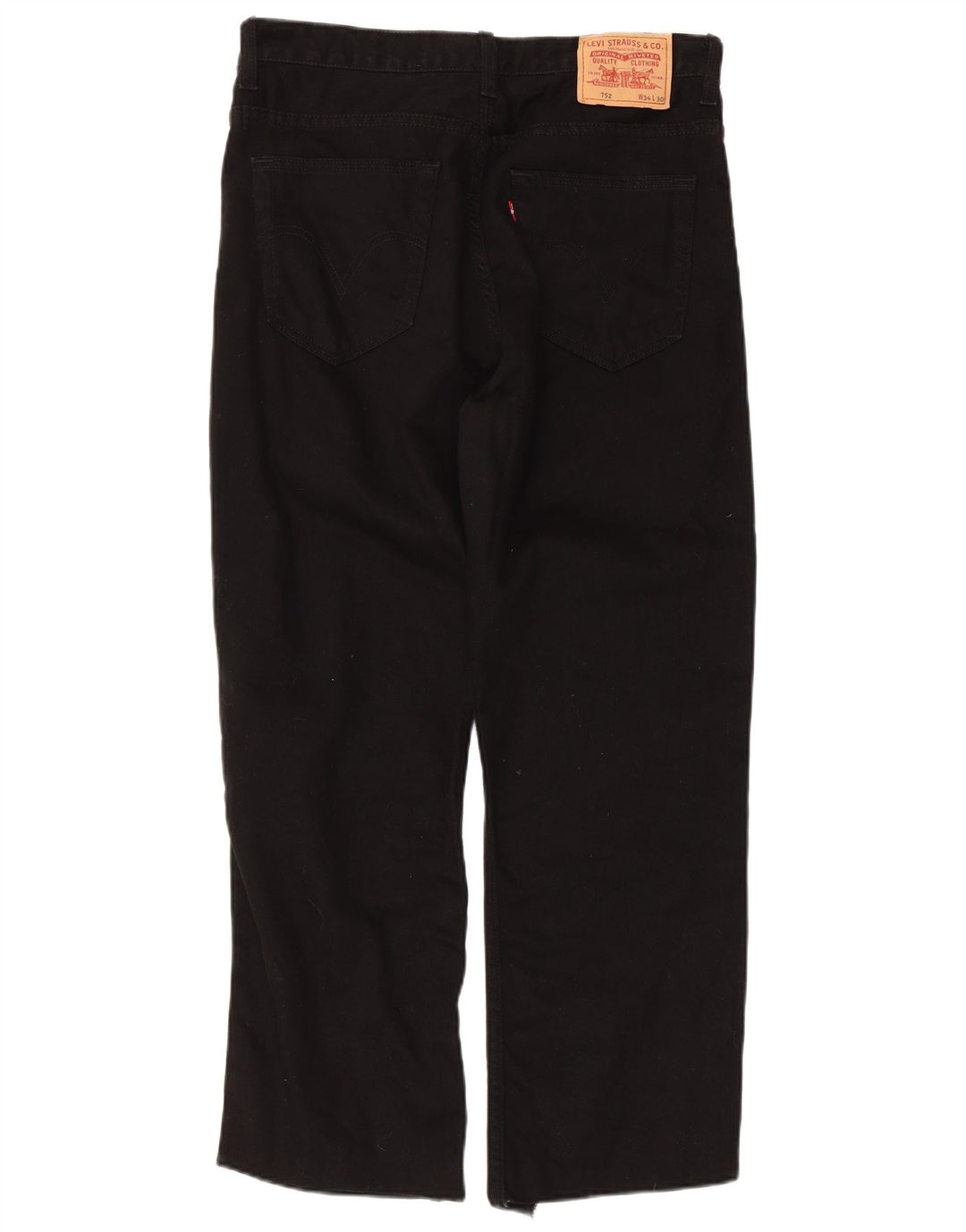 Levi's Mens 752 Straight Jeans W34 L26 Black Cotton