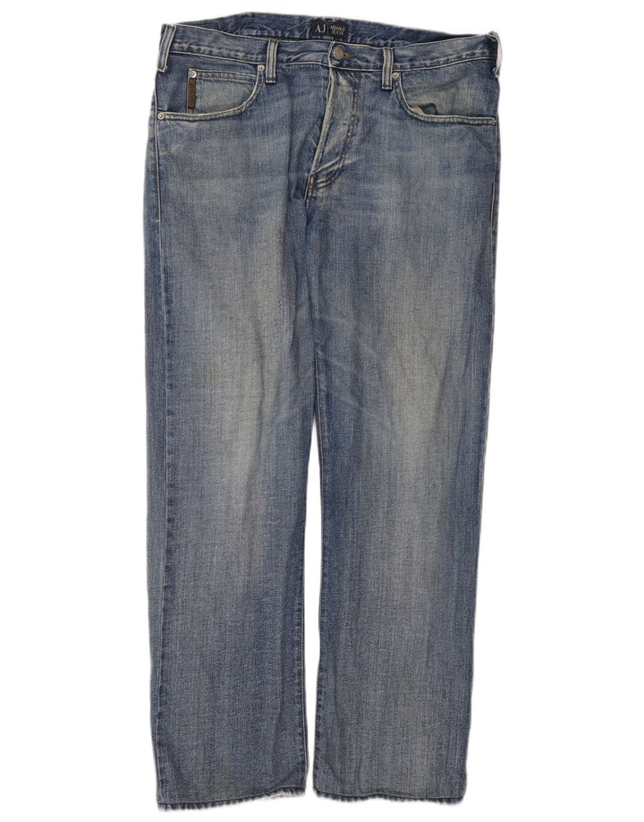 Armani Mens Straight Jeans W36 L34 Blue Cotton