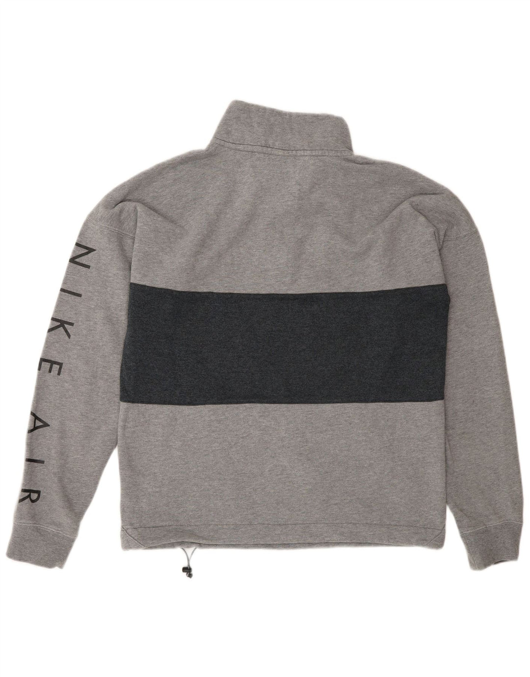Nike Mens Graphic Zip Neck Sweatshirt Jumper Small Grey Colourblock Cotton