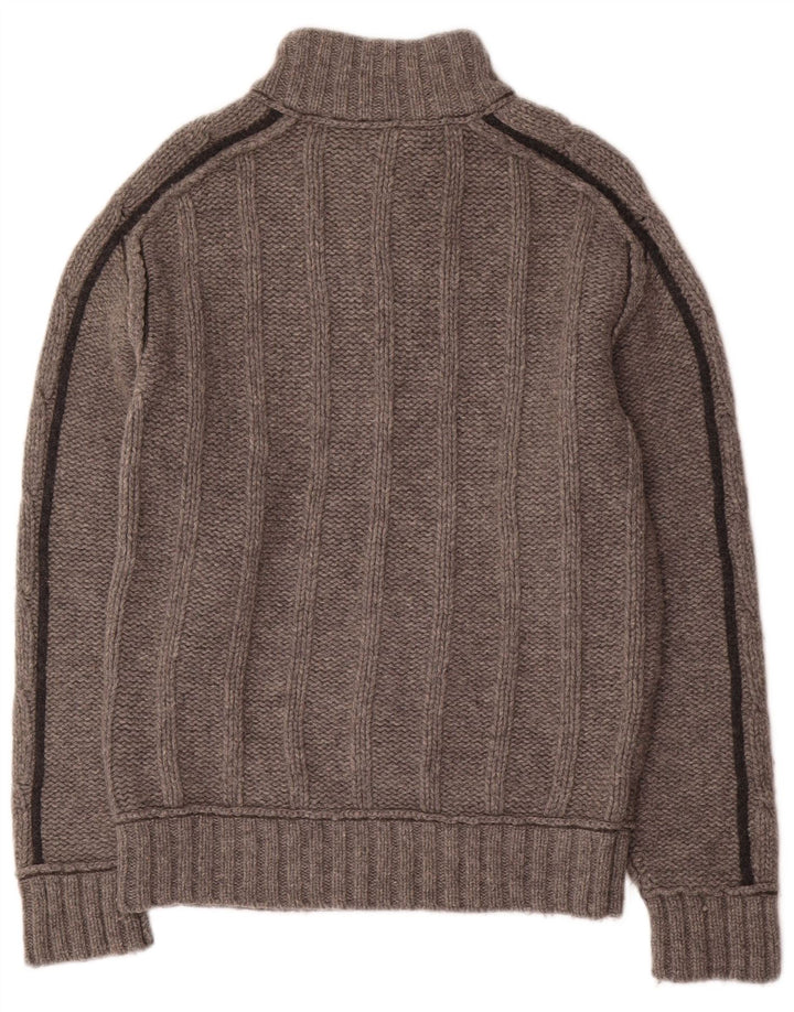 Fat Face Mens Zip Neck Jumper Sweater Medium Grey Wool