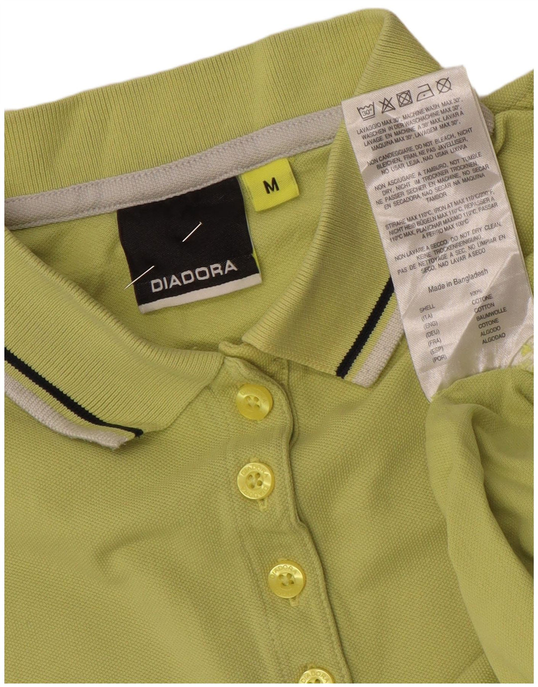 Diadora Womens Polo Shirt UK 12 Medium Green Cotton