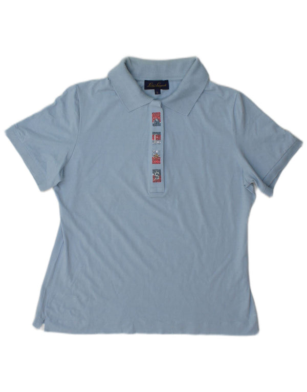 Luisa Spagnoli Womens Polo Shirt UK 16 Large Blue Viscose