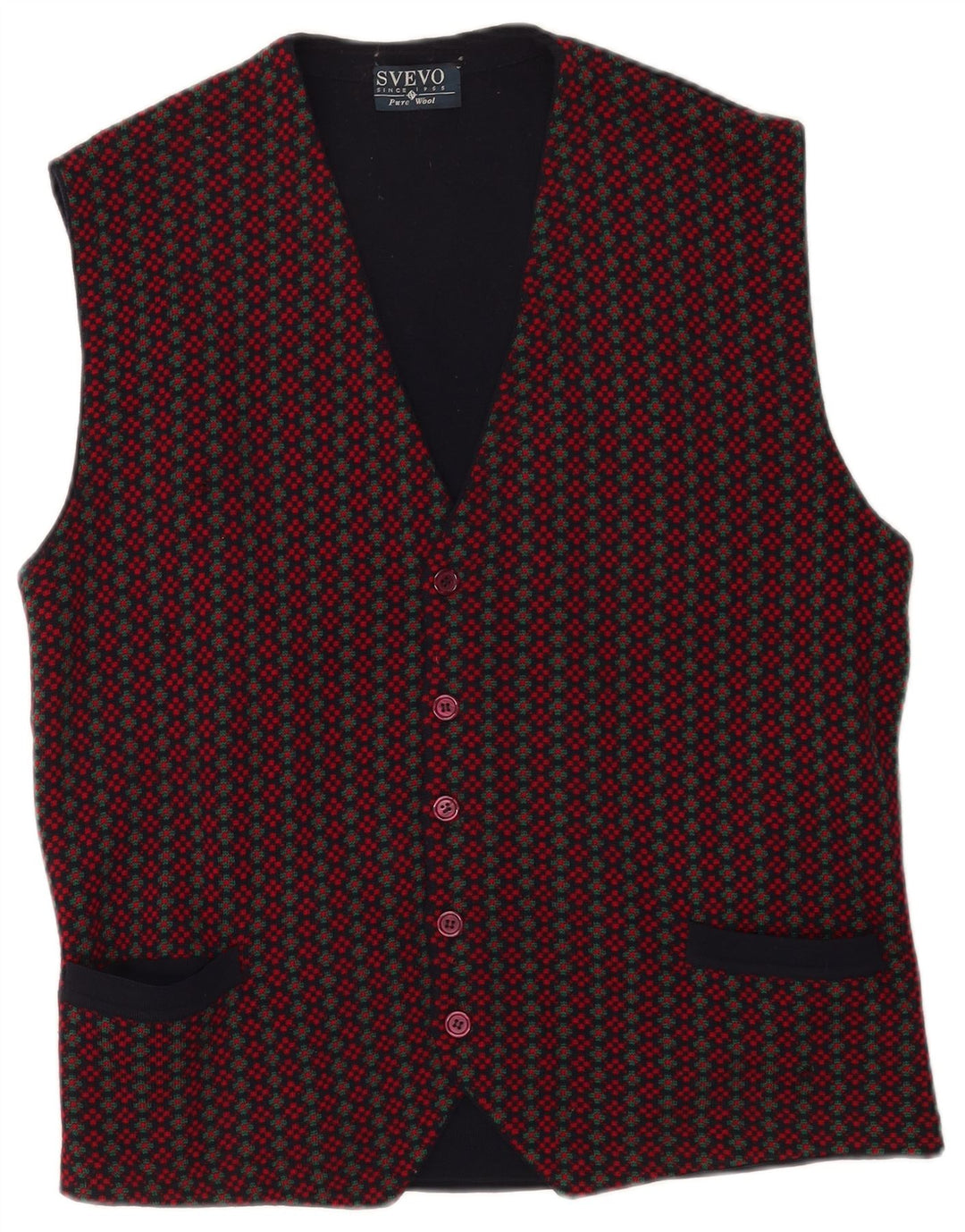 Svevo Mens Knit Waistcoat XL Navy Blue Geometric Wool