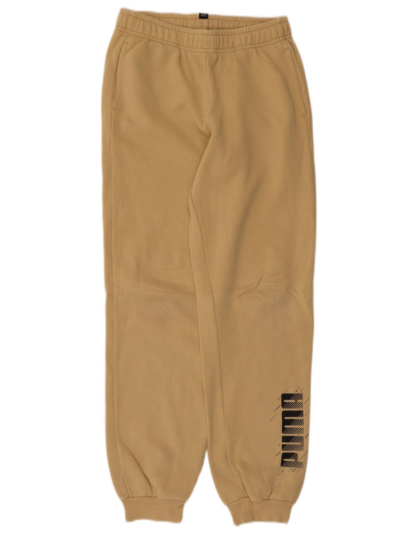 Puma Boys Graphic Tracksuit Trousers Joggers 13-14 Years  Beige Cotton