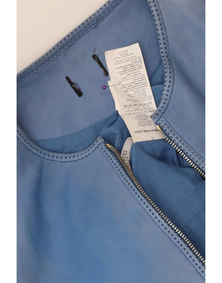 Penny Black Womens Leather Bomber Jacket UK 14 Large Blue Leather