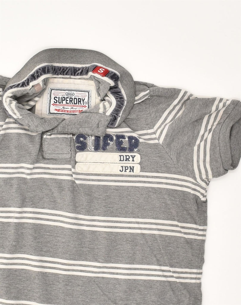 SUPERDRY Mens Polo Shirt Small Grey Striped Cotton | Vintage Superdry | Thrift | Second-Hand Superdry | Used Clothing | Messina Hembry 