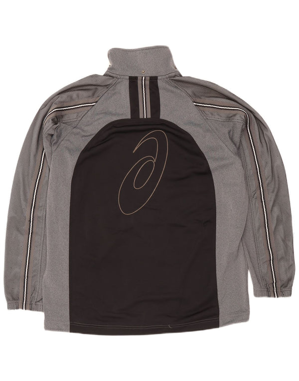 Asics Mens Graphic Tracksuit Top Jacket Large Grey Colourblock Polyester