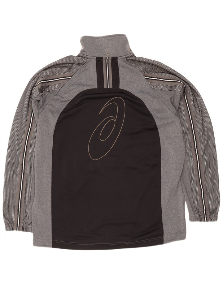 Asics Mens Graphic Tracksuit Top Jacket Large Grey Colourblock Polyester