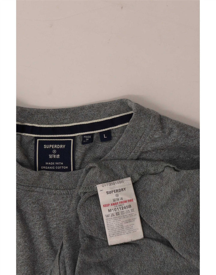 Superdry Mens T-Shirt Top Large Grey Cotton