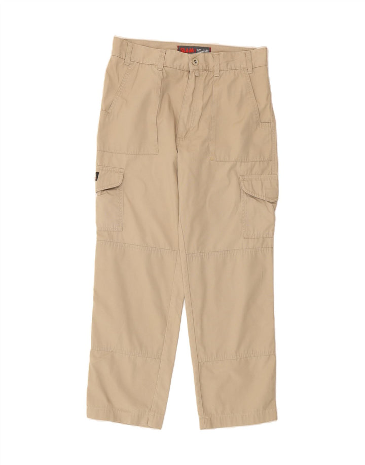 SLAM Mens Straight Cargo Trousers Small W29 L28 Beige Cotton Vintage Slam and Second-Hand Slam from Messina Hembry 
