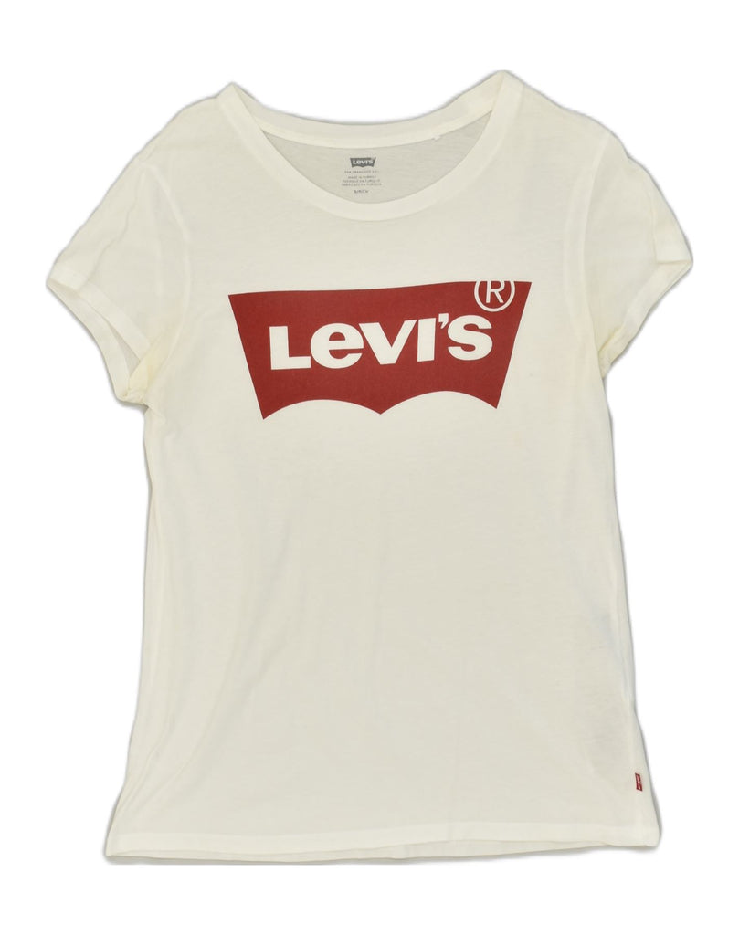 LEVI'S Womens Graphic T-Shirt Top UK 10 Small White Cotton | Vintage Levi's | Thrift | Second-Hand Levi's | Used Clothing | Messina Hembry 