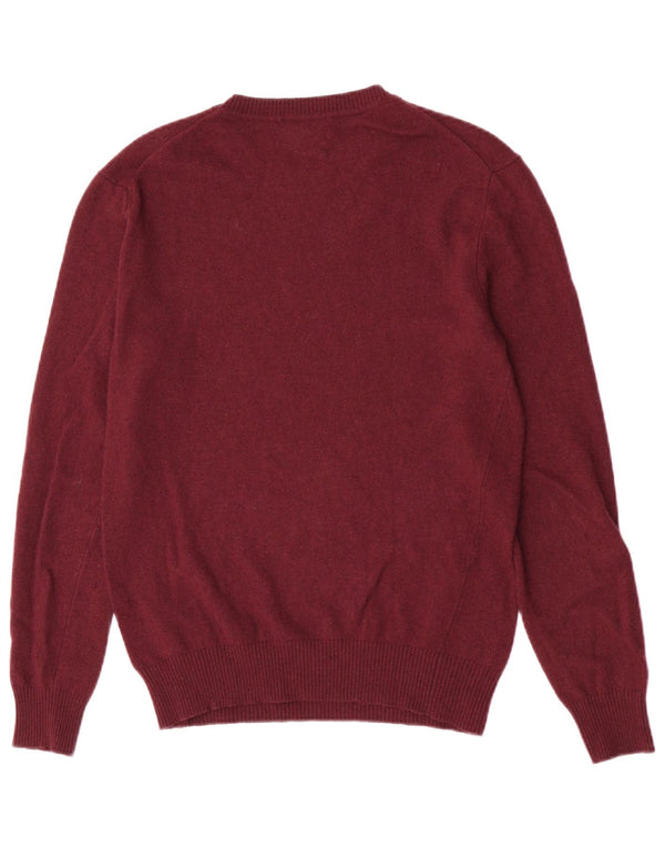 Sisley Mens Crew Neck Jumper Sweater Medium Burgundy Polyamide