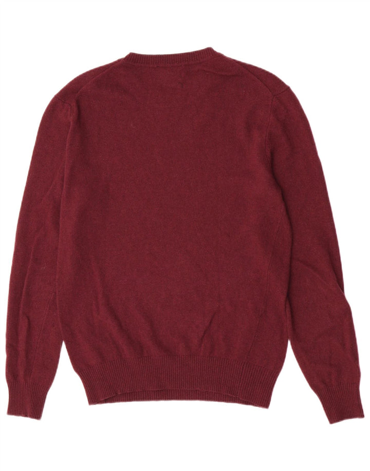 Sisley Mens Crew Neck Jumper Sweater Medium Burgundy Polyamide