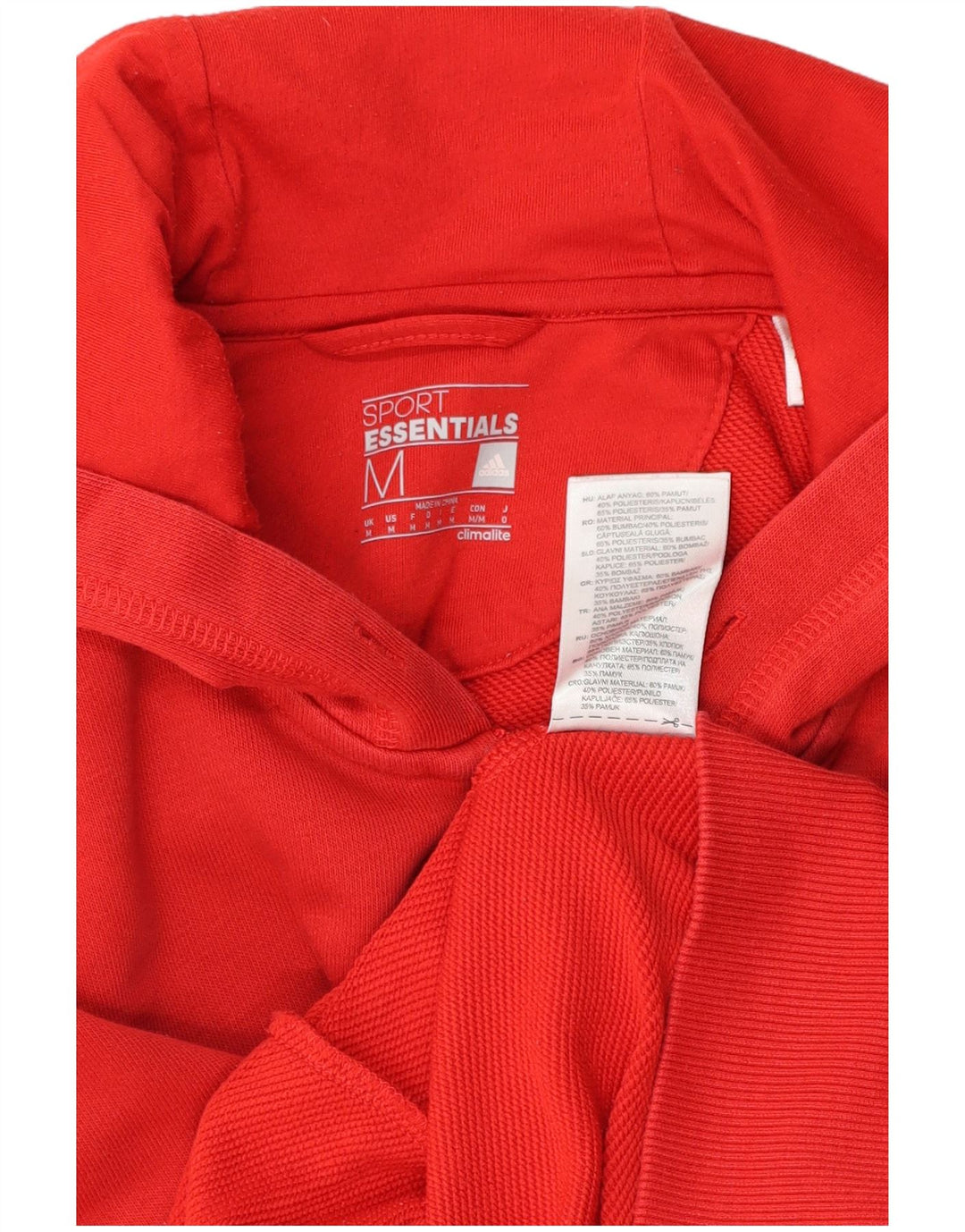 ADIDAS Mens Climalite Graphic Zip Hoodie Sweater Medium Red Cotton