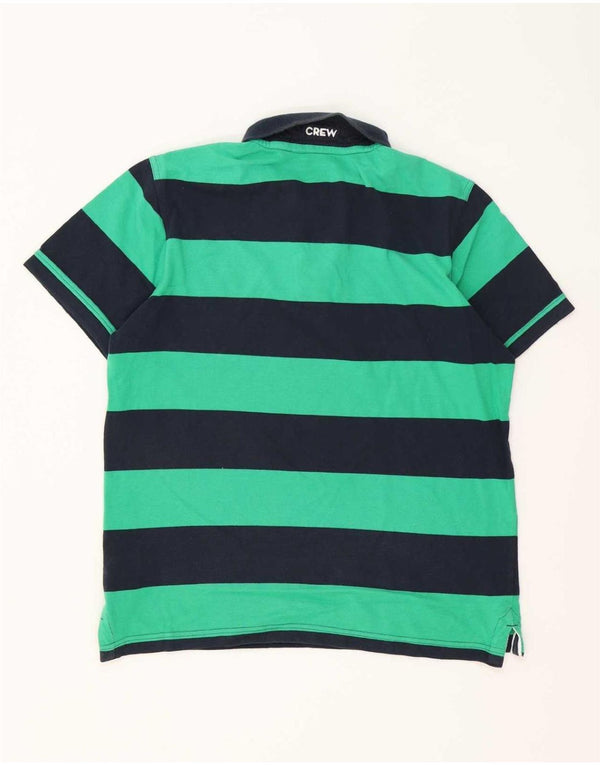 Crew Clothing Mens Polo Shirt Medium Green Striped Cotton