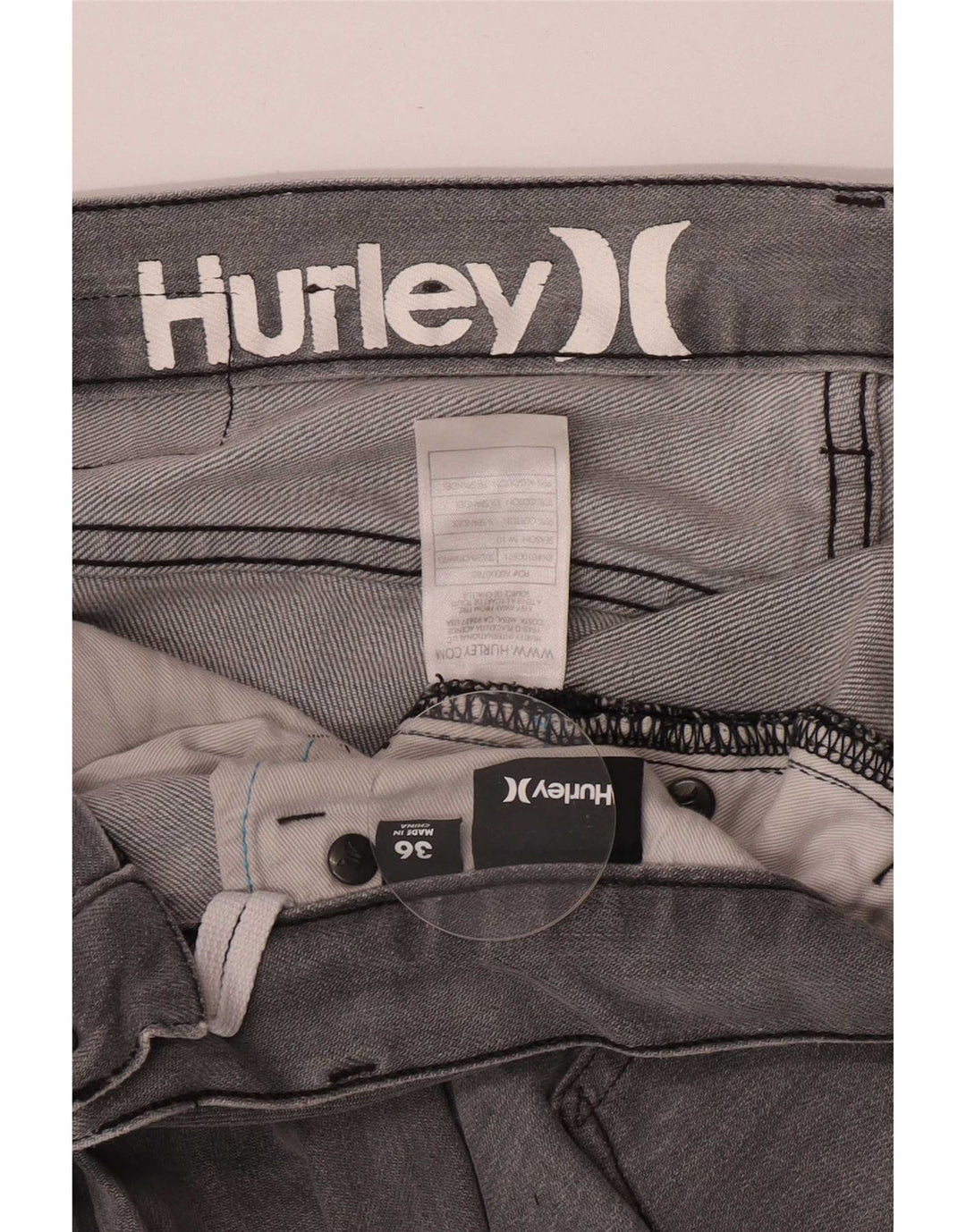 Hurley Mens Straight Jeans W36 L33 Grey Cotton