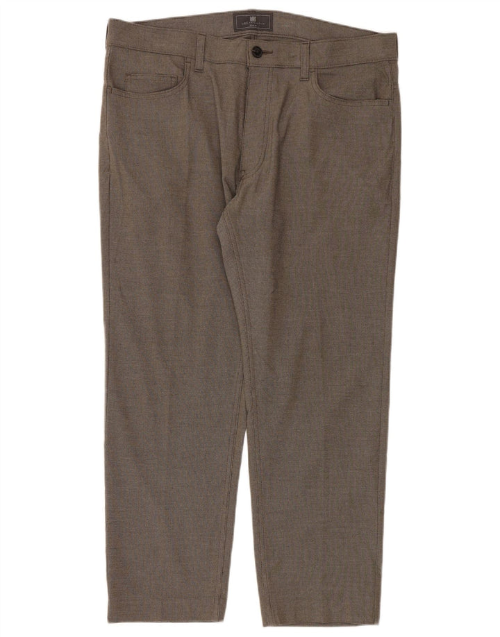 Marks & Spencer Mens Slim Fit Casual Trousers W36 L29 Brown Polyester