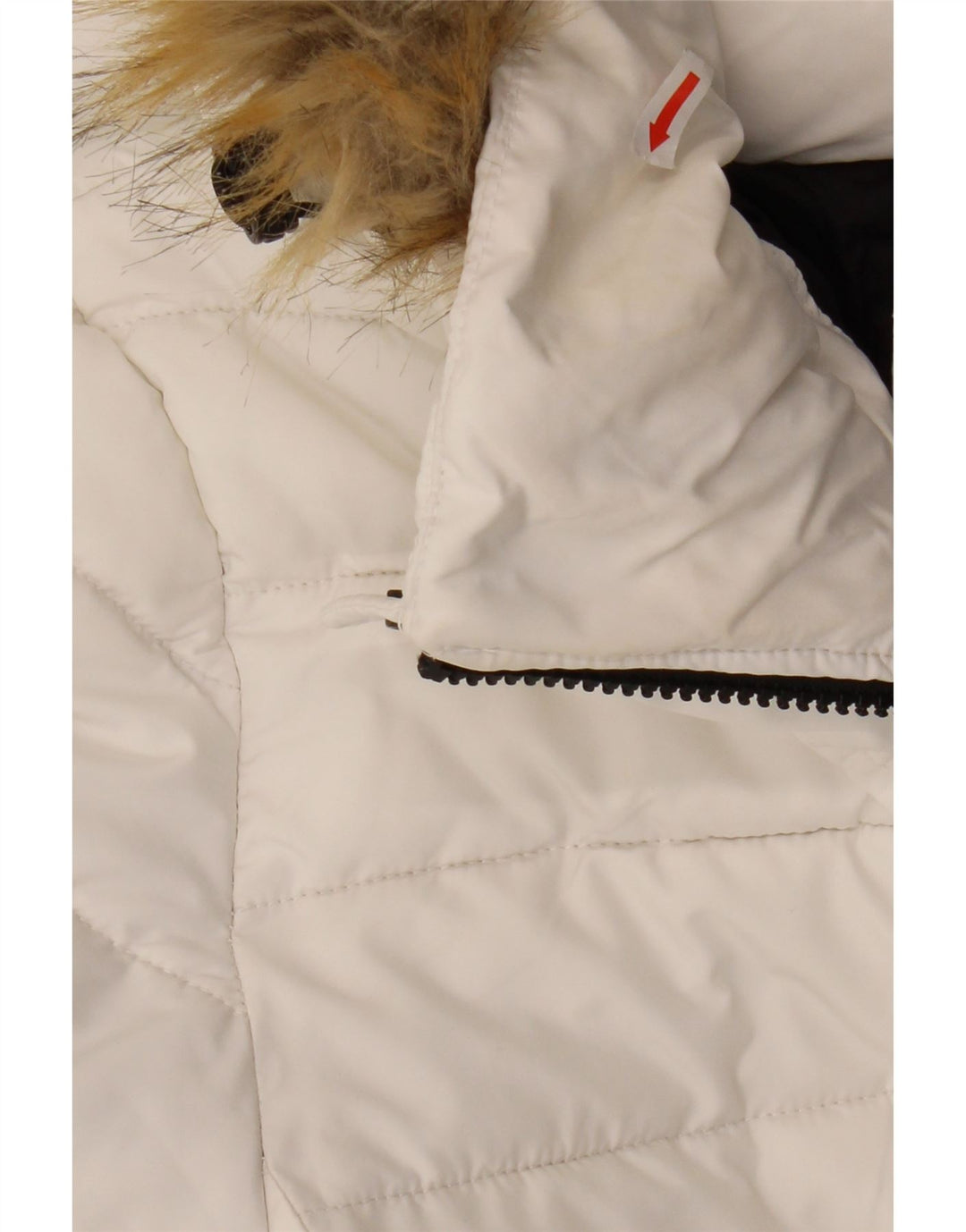 SUPERDRY Womens Hooded Padded Jacket UK 10 Small  White Polyester