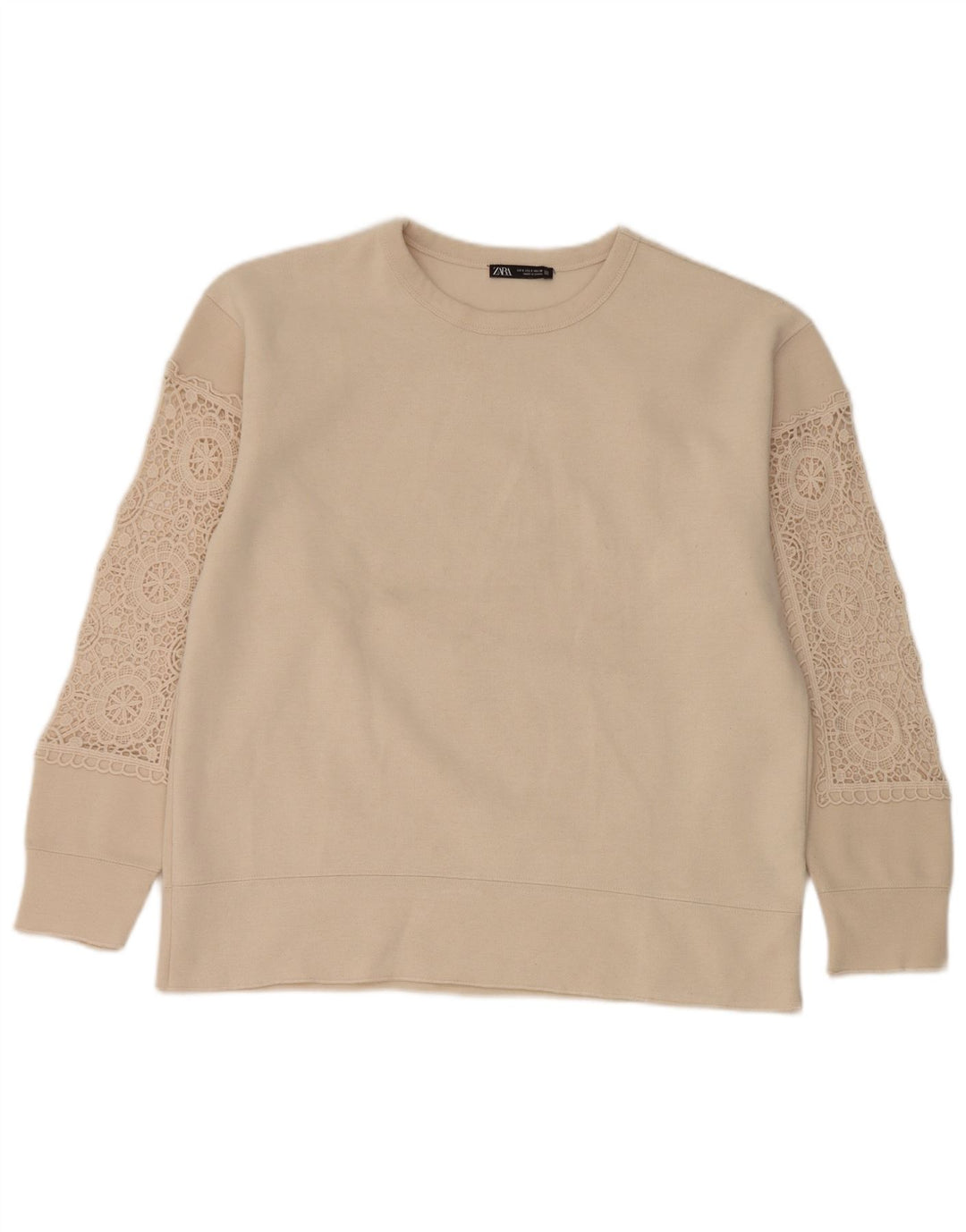 Zara Womens Oversized Sweatshirt Jumper UK 10 Small Beige Polyester