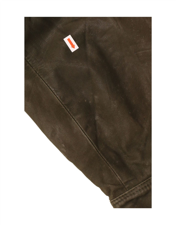 Vintage Mens Leather Jacket IT 52 XL Khaki Leather