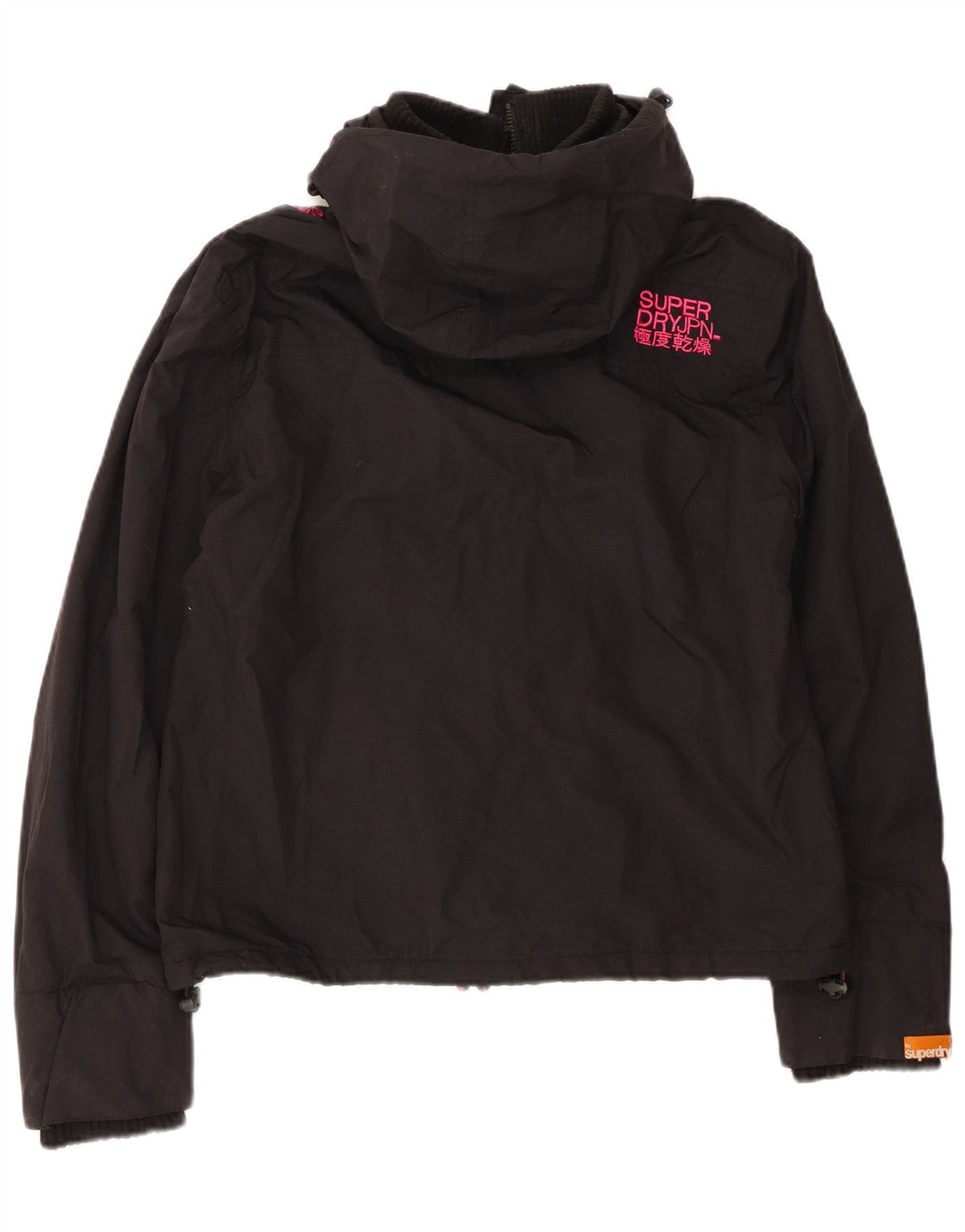 Superdry Womens Hooded Windbreaker Jacket UK 18 XL Black Nylon