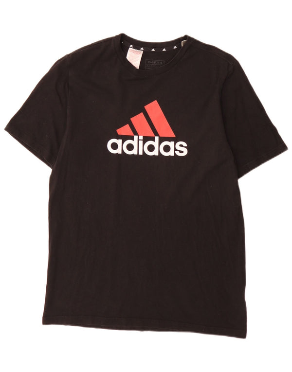 Adidas Boys Graphic T-Shirt Top 15-16 Years Black Cotton