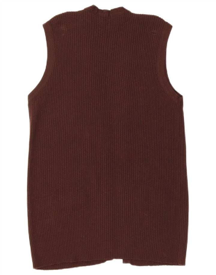 LUISA SPAGNOLI Womens Sleeveless Open Cardigan Sweater UK 14 Medium Brown