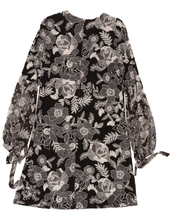 Tommy Hilfiger Womens Long Sleeve Shift Dress US 4 Small Black Floral