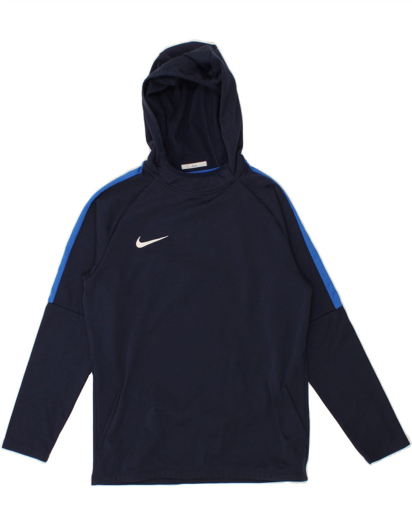 NIKE Boys Dri Fit Hoodie Jumper 12-13 Years Large Navy Blue Colourblock | Vintage Nike | Thrift | Second-Hand Nike | Used Clothing | Messina Hembry 