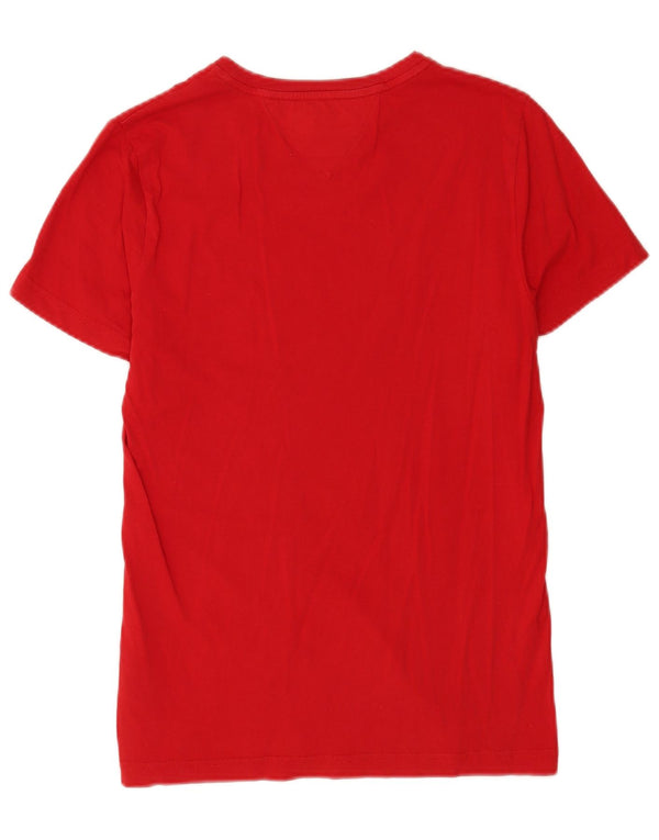 Tommy Hilfiger Mens Graphic T-Shirt Top Small Red Colourblock Cotton