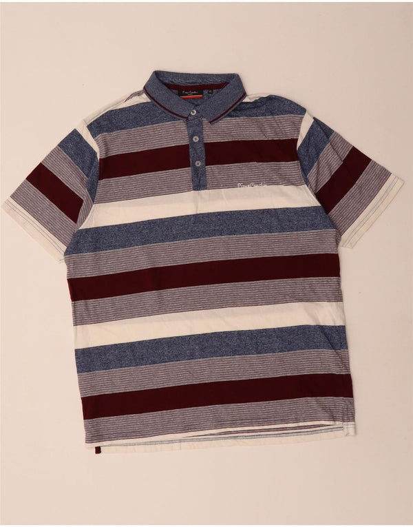 Pierre Cardin Mens Polo Shirt XL Multicoloured Striped Cotton