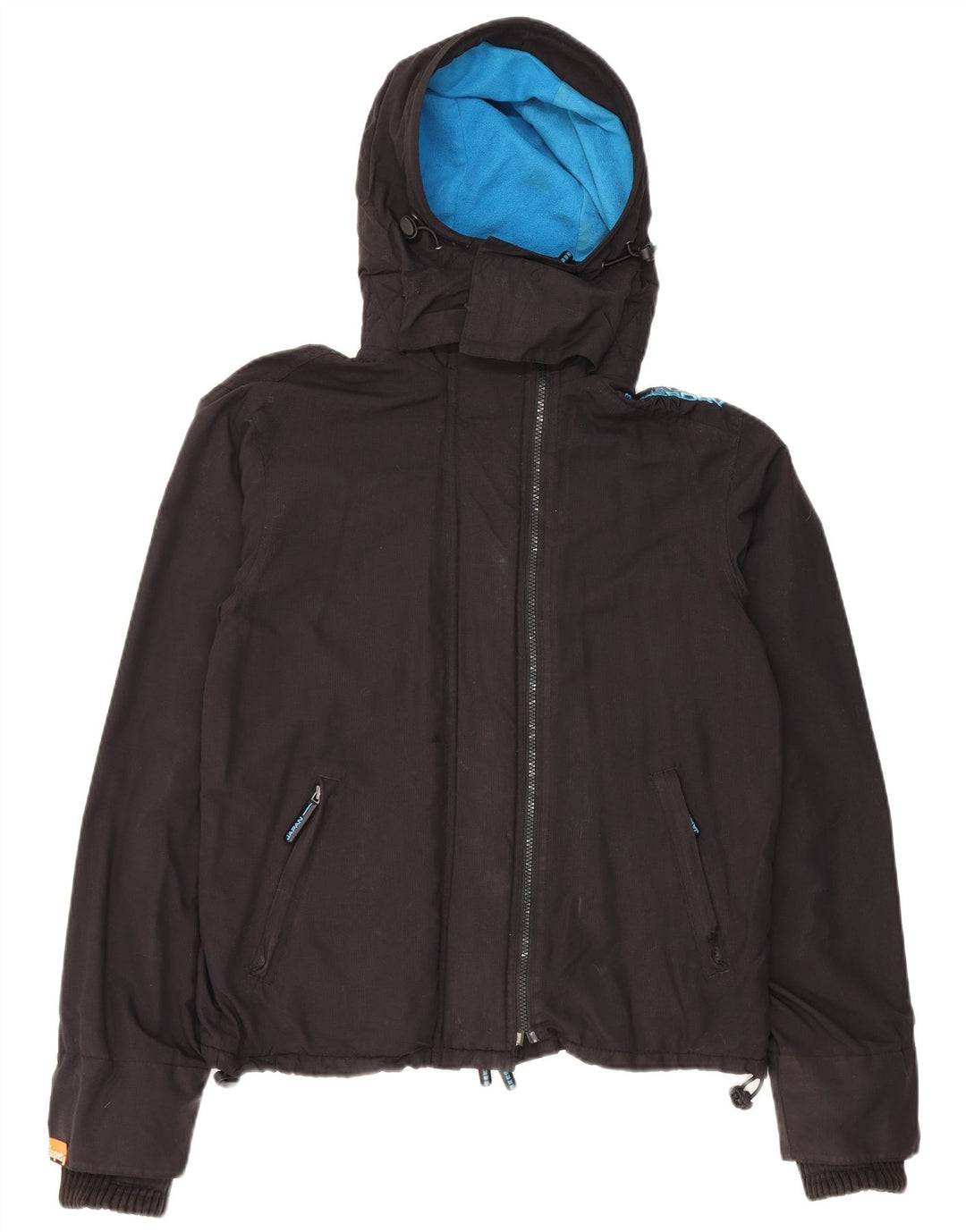 Superdry Mens Graphic Hooded Windbreaker Jacket UK 38 Medium Black Nylon